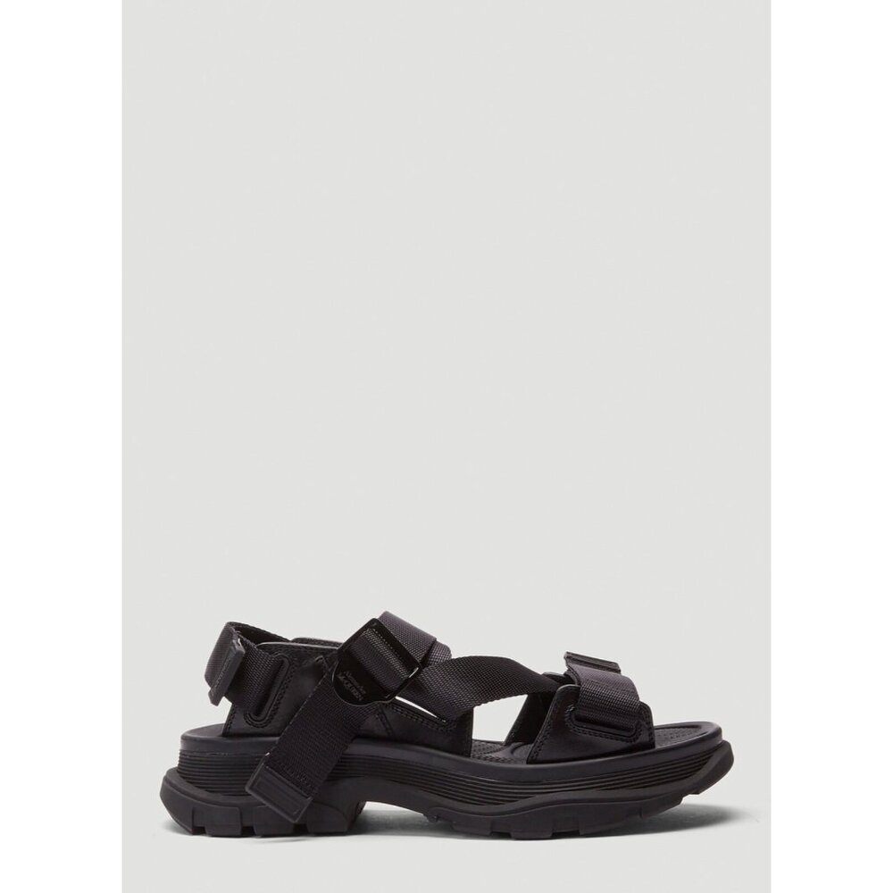 ALEXANDER MCQUEEN Web Trek Sandals in Black, Size 38